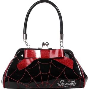 Sourpuss Red Spiderweb Purse